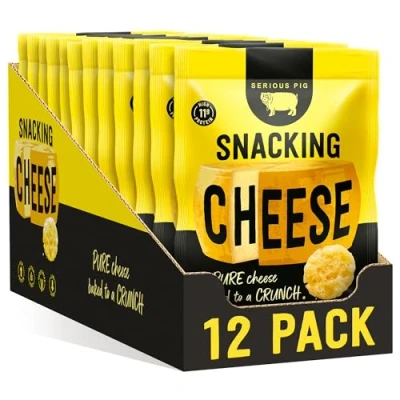 Image of SERIOUS PIG Crunchy Snacking Cheese Snacks, Keto Friendly, High Protein, Low Carb, Gluten Free, Vegetarian, Pub Made from 100% Real Italian (Classic) (12 x 24g)