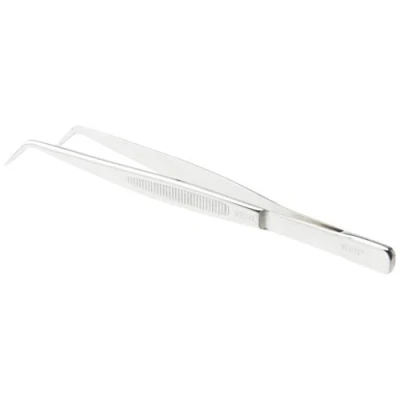 Image of Mercer Culinary Curved Precision Tongs with Fine Tip, 6 1/8&quot;, Silver, Stainless Steel