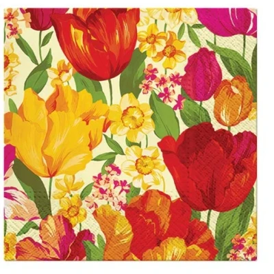 Image of 20 Paper Lunch Napkins Flowering Spring Daffodil Tulips 3ply