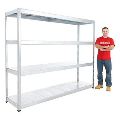 Image of BiGDUG Heavy Duty Racking 198cm High 4 Tier Galv Shelving Steel Shelves (1980h x 2440w 610d mm)
