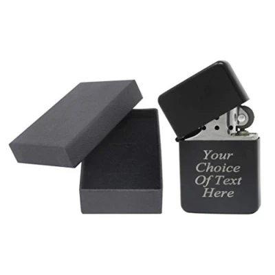 Image of Star Engraved Personalised Black Lighter Ideal Christmas Anniversary With Gift Box