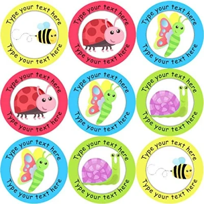 Image of 144 Personalised Summer Bugs 30 mm Reward Stickers for School Teachers, Parents