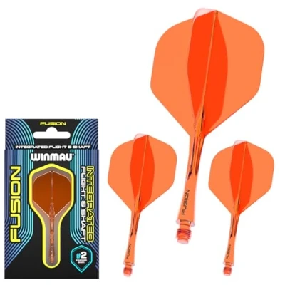 Image of WINMAU Fusion Fluoro Orange Intermediate Intergrated Dart Flight and Shaft System 1 set per pack (3 flights shafts in total)