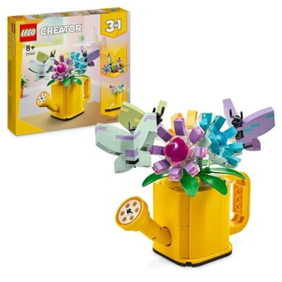 Image of LEGO Creator 3in1 Flowers in Watering Can Toy to Welly Boot 2 Birds on a Perch, Animals Set for Girls, Boys &amp; Kids, with 3 Butterfly Toys, Makes Great Desk Accessory, Nature Gift 31149
