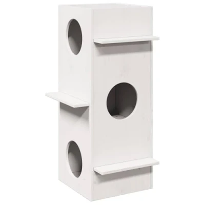 Image of vidaXL Cat House White Pine Wood, 43x43x90 cm Indoor Use