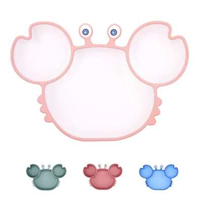 Image of Silicone Suction Plate for Baby,Non Slip Toddlers Divided Placemat with Fit Most High Chair, BPA Free Dishwasher &amp; Microwave Safe Kid Travel Feeding Tray and Bowl Baby