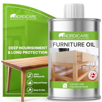 Image of Nordicare Wood Oil Colorless Premium Walnut Oil, Teak Furniture for Oak, Beech, Teak, Walnut, Pine, Larch Natural Made in Denmark Indoor Use (1L)