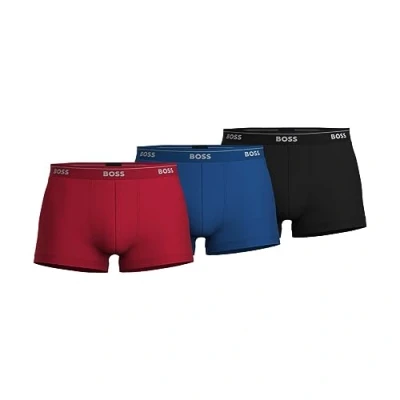 Image of Hugo Boss Men&#039;s 3 pack Cotton Trunk3 ?????3? ? ???3 ???????paquete De Baúles Algodón.????? ?? ?????? ?????3er Trunks, New Red/Blue/Black, M UK