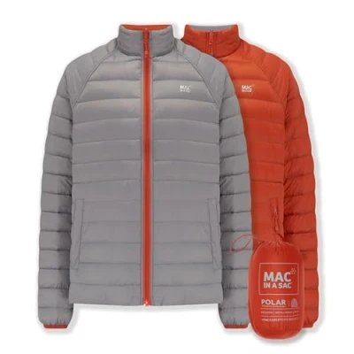 Image of Mac in a Sac Polar Packable Men&#039;s Down Jacket Burnt Orange Grey M