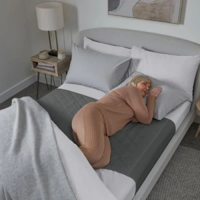 Image of Waterproof bed pad with wings by GuardedSleep Premium quality washable wetting sheet for adults or children incontinence Suitable double and king size beds (Grey)
