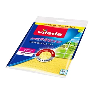 Image of Vileda Actifibre Cloth for Cleaning Glass Yellow