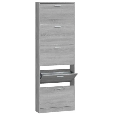 Image of vidaXL Shoe Cabinet Grey Sonoma 59x17x169 cm Engineered Wood