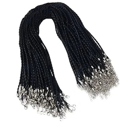 Image of Braided Leather Cord 20pcs Wax Necklaces Chain Necklace with Gold Lobster for Diy Jewelry Accessories
