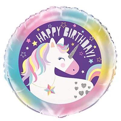 Image of Majestic Unicorn Round Foil Balloon (45cm) Vibrant Multicolor Design Ideal for Enchanting Parties &amp; Celebrations 1 Pc