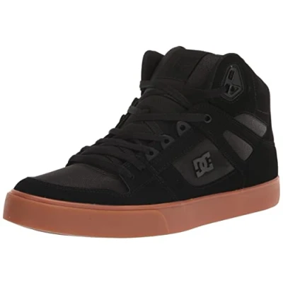Image of DC Shoes PURE Unisex Hightop trainers, Size: 7, Black Leather and textile