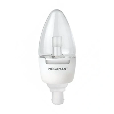 Image of Megaman B15d Small Bayonet Cap 7 Watt LED Clear Candle Dimming 2800 k Light Bulb