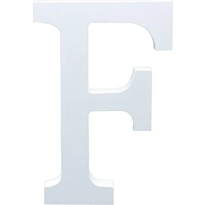 Image of White Wooden MDF Letter F Size 13cm Tall Free Standing Letters for Arts &amp; Crafts Personalized Name Decor