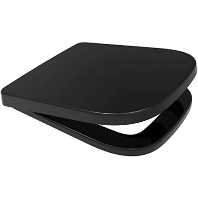 Image of V20 Square Shape Soft Close Toilet Seat Quick Release Top or Bottom Fix 356 x 434 (Black)