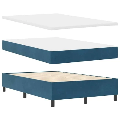 Image of vidaXL Box Spring Bed with Mattress Dark blue 120 x 200 cm Velvet