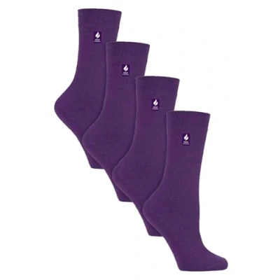 Image of HEAT HOLDERS Ultra Lite 4 Pair Multipack Ladies Thermal Socks Thin Warm for Dress in Winter (4 8, Purple)