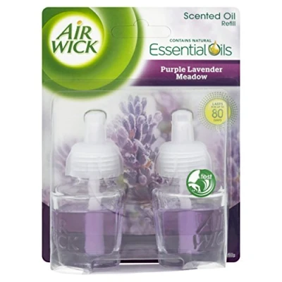 Image of Air Wick Plug in Diffuser Twin Refill, Purple Lavender Meadow, Pack 10 x 19ml, Long Lasting Fragrance, Lasts up to 1000 days, freshener