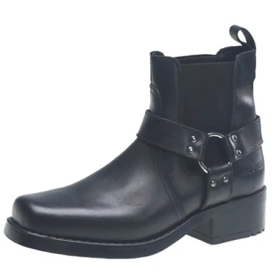 Image of Gringos Mens Harley Leather Pull On Western Harness Cowboy Biker Boots Black Size 6 UK