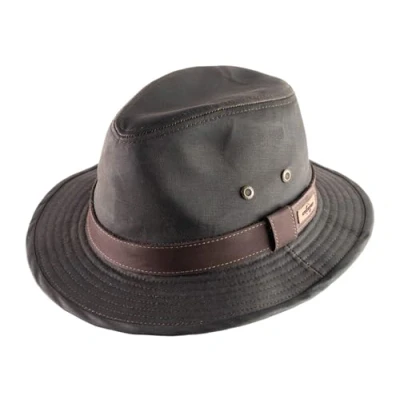 Image of Stetson Sri Lanka Traveller Cloth Hat Men Cotton with Leather Trim, Trim Winter Summer XL (60 61 cm) Dark Brown