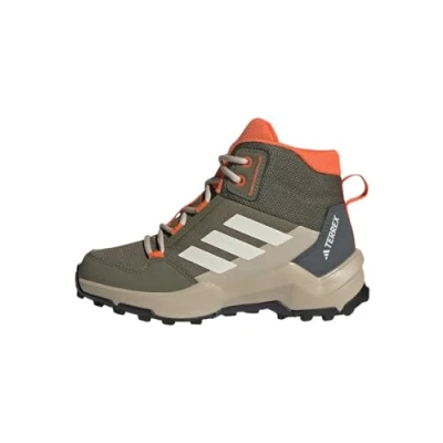 Image of Adidas Terrex AX4R MID Hiking shoes for kids, Size: 2.5, Olive strata/wonder white/semi impact orange Textile/synthetics