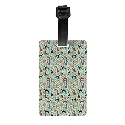Image of Greyhound Floral Dog Luggage Tags PVC Name Tag Travel Suitcase Identifier ID Durable Label 1 pc
