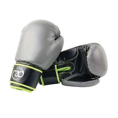 Image of Fitness Mad Sparring Gloves Green/Grey 12oz