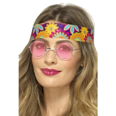 Image of Smiffys Hippie Specs, Orange , 1960&#039;s Groovy Fancy Dress, Adult Dress Up Accessories