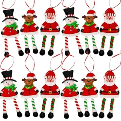 Image of Christmas Tree Hanging Decorations Santa Snowman Reindeer Xmas Wall Home Décor Ornaments 12pcs Set