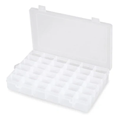 Image of REBECASKYENS 36 Grids Clear Plastic Jewelry Organizer Box,bead storage box, organiser compartment boxes for Organizing Your Snacks, Cosmetics, Crafts, Pills, Fishing Gear, And More.