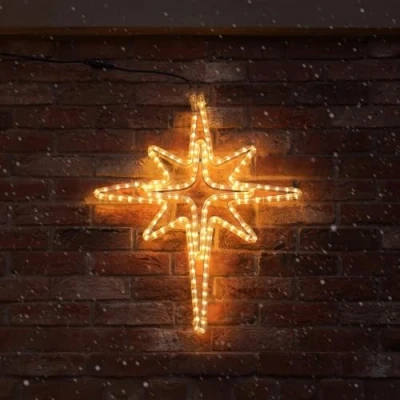 Image of Festive Lights ConnectPro® 70cm Christmas North Star Rope Light Silhouette Motif 144 Warm White LED Xmas IP65 Outdoor Static Connectable Wall Decoration Lighting (No Plug)