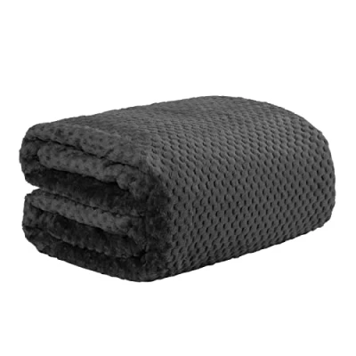 Image of Dreamscene Luxury Waffle Popcorn Mink Soft Warm Throw Over Sofa Bed Blanket 150 x 200cm Black