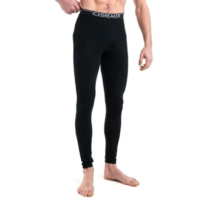 Image of Icebreaker 100% Merino Wool Baselayer, Men&#039;s Leggings, Everyday Gym for Workouts and Sports Black/White, L