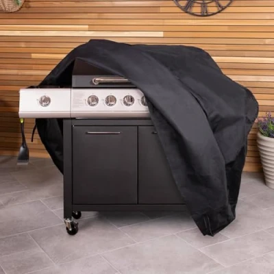Image of Charles Bentley Universal Gas Charcoal Premium BBQ Cover, Waterproof Finish, Heavy Duty, Fastener Straps, Rip Proof, Polyester Canvas Extra Large 6 7 Burner (126x180x75cm)