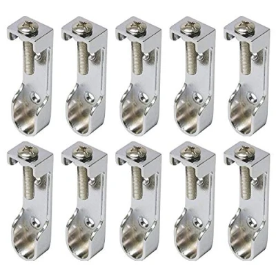 Image of Oval Wardrobe Rail Hanging END Supports Brackets 15mm Wide Polished Chrome (10)