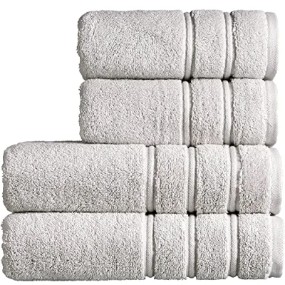 Image of Christy Antalya Large Bath Towels Set of 4 100% Turkish Cotton 600GSM Soft Plush Luxury Towel 2 Hand Quick Dry Lunar Grey