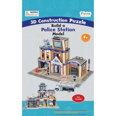 Image of Build A 3D Police Station Puzzle Construction Model Craft Kits for Kids by Fiesta Crafts Educational DIY Toy Building Ages 5 11 Years