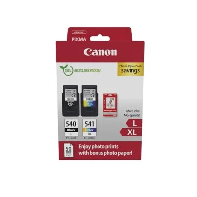 Image of Canon PG540 L CL541 XL VALUE Pack of 2 cartridges (Black Colour XL) + 50 sheets 10x15cm Photo Paper Genuine (Recycled Cardboard Multipack)