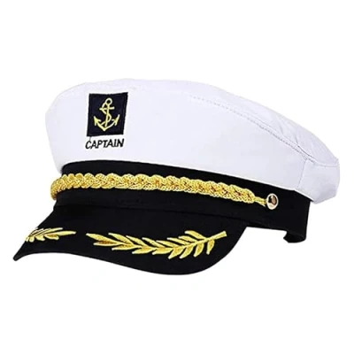Image of eBoutik Sailor Captains Hat, Glasses &amp; Accessories Cosplay Fancy Dress Costume Accessories, Adult Party Captain, Sailor, Navy Hat Summer Stag Party, Birthday (HAT)