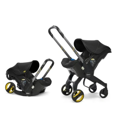 Image of Doona+ Baby Car Seat &amp; Travel Stroller Nitro Black Convertible 0+ and Pram with 5 Point Safety Harness Ergonomic Pushchair System ISOFIX Base Sold Separately