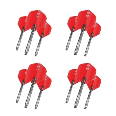 Image of Red DRAGON Dart Flights and Shafts (Stems) Combo Set Hardcore VRX Black