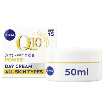 Image of NIVEA Q10 Anti Wrinkle Power SPF15 Firming Day Cream (50ml), Facial Moisturiser to Reduce Appearance of Fine Lines and Wrinkles, Nourishing