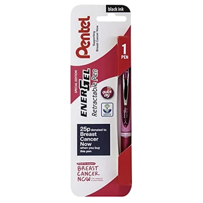 Image of Pentel EnerGel Xm Retractable Special Edition supporting Breast Cancer Now single piece blister card 0.7mm XBL77P A