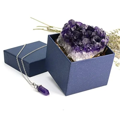 Image of Nvzi Amethyst Crystal, Crystal Necklaces, Geode Crystals, Cristal Stone, Raw Cluster, Protection Healing Purple Gifts (About 240G)