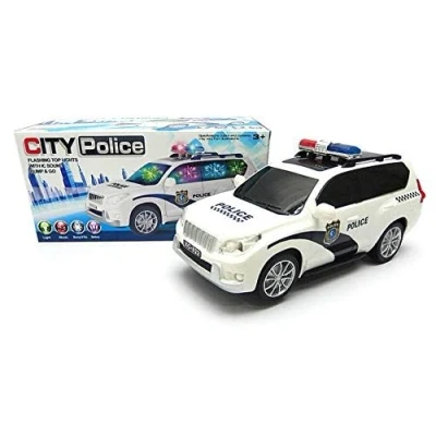 Image of SDMAX City Police Car Kids Toy With Flashing Light and Sound, Battery Operated, Bump Go Car, Safe Durable, For 3 Years Above
