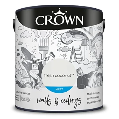 Image of CROWN 2.5L Breatheasy MATT Emulsion Paint for Walls &amp; Ceilings Fresh Coconut