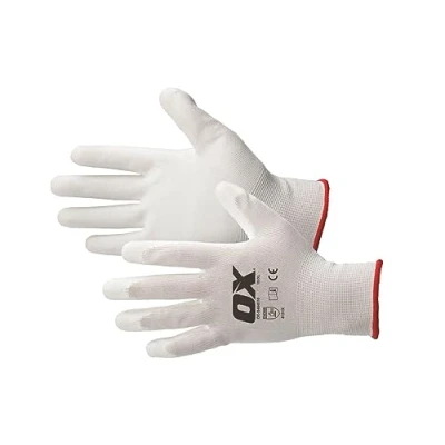 Image of OX White PU Flex Decorators Glove Size 10 (XL)